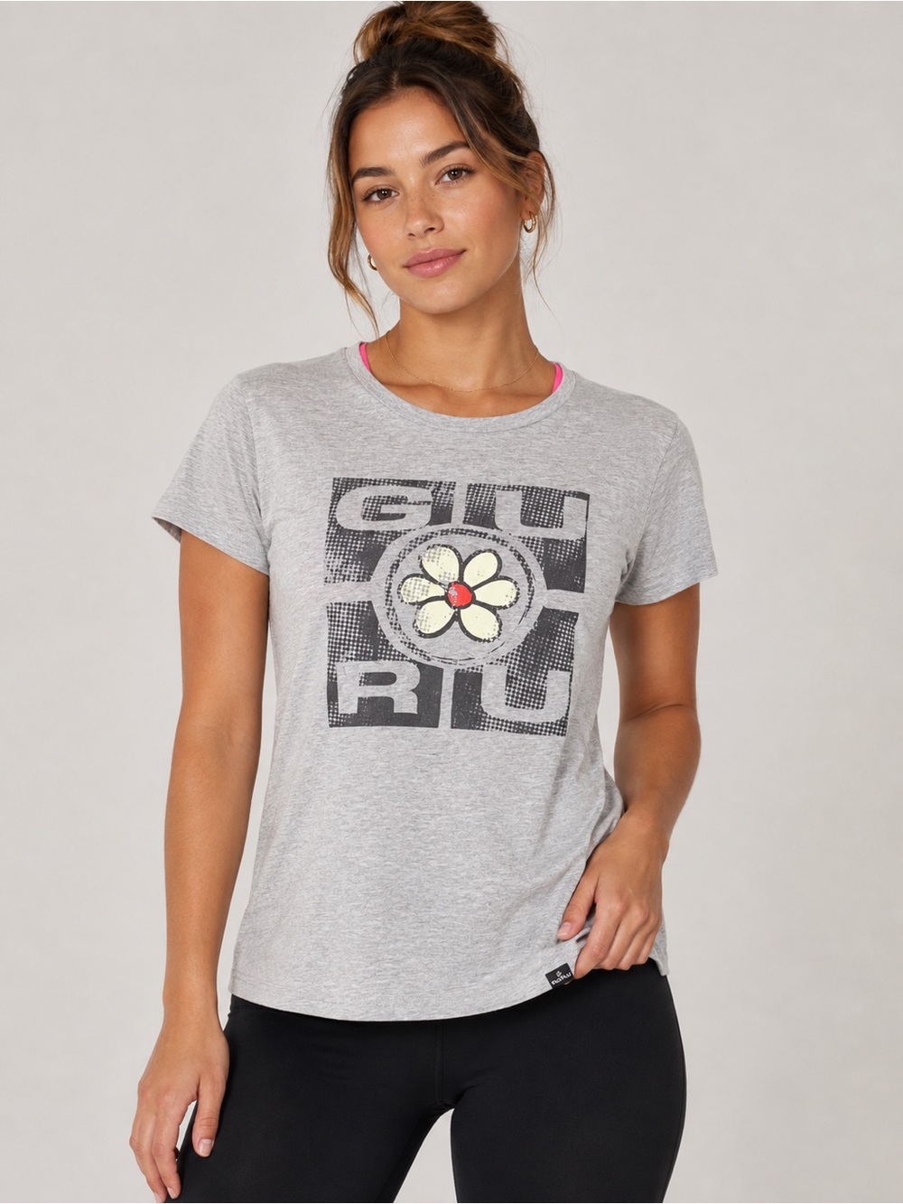 GURU Daisy Tee Womenโs Graphic Print T-Shirt *M* Gray 90s Streetwear Retro Top